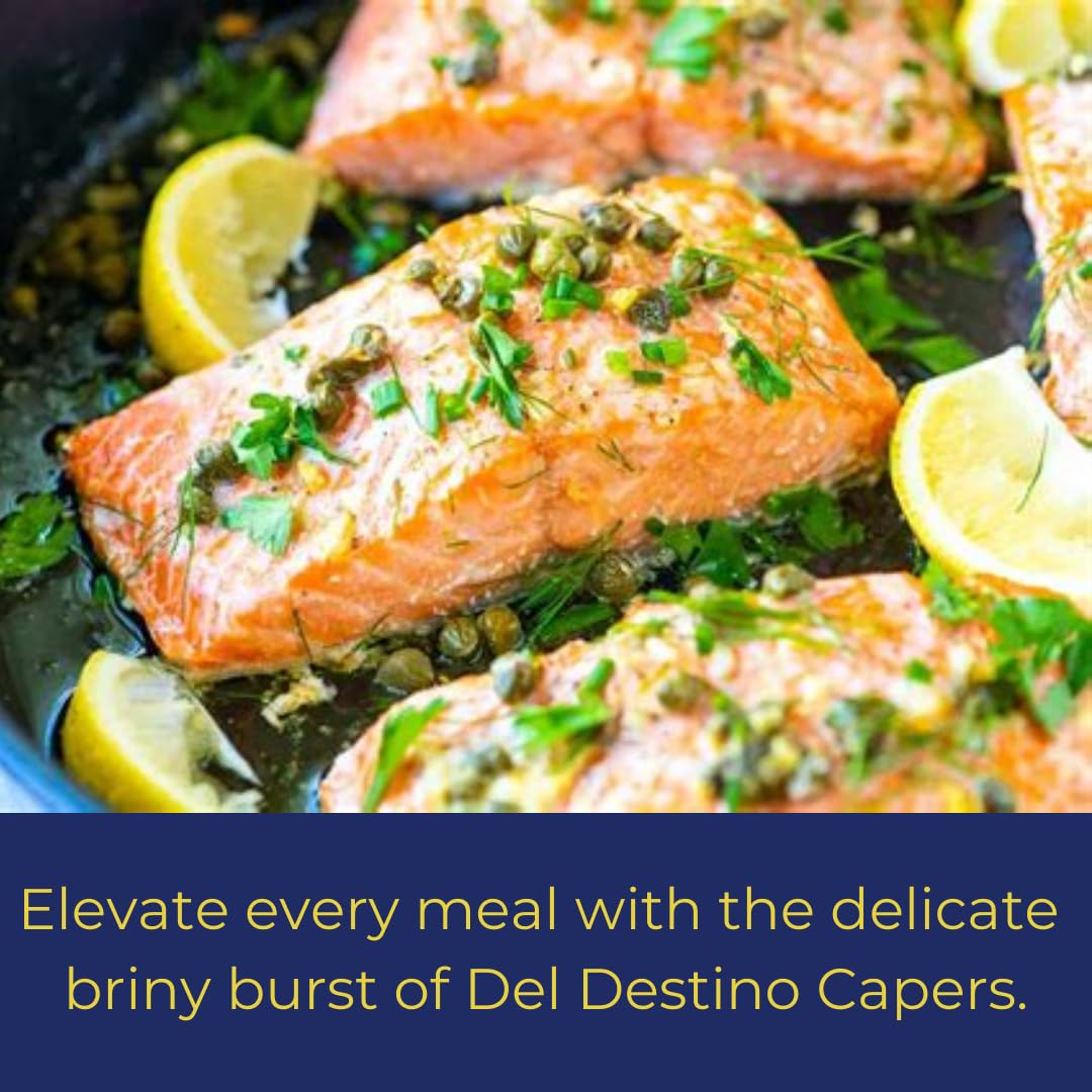 Del Destino Capers Non-Pareil jar in pantry boosts flavor readiness for meals