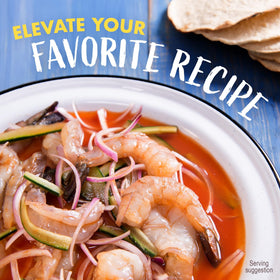 Del Fuerte serving idea shows sauce over pasta or pizza bases.