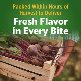 Del Monte beets can label highlighting simple ingredients water sugar sea salt.