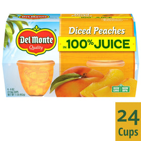 Del Monte Diced Peaches in a kid-friendly lunchbox cup for quick nourishment