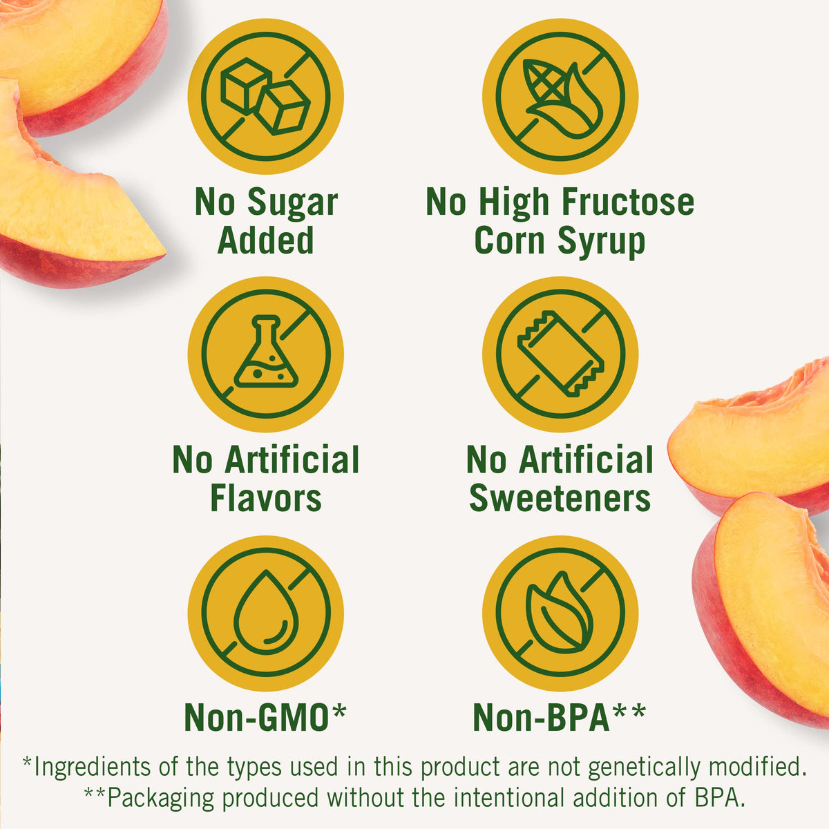 Peach cups with easy peel lid for quick opening.