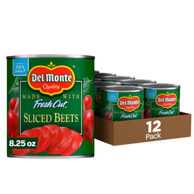 Del Monte Fresh Cut Sliced Beets pack of 12 cans ready for quick sides.