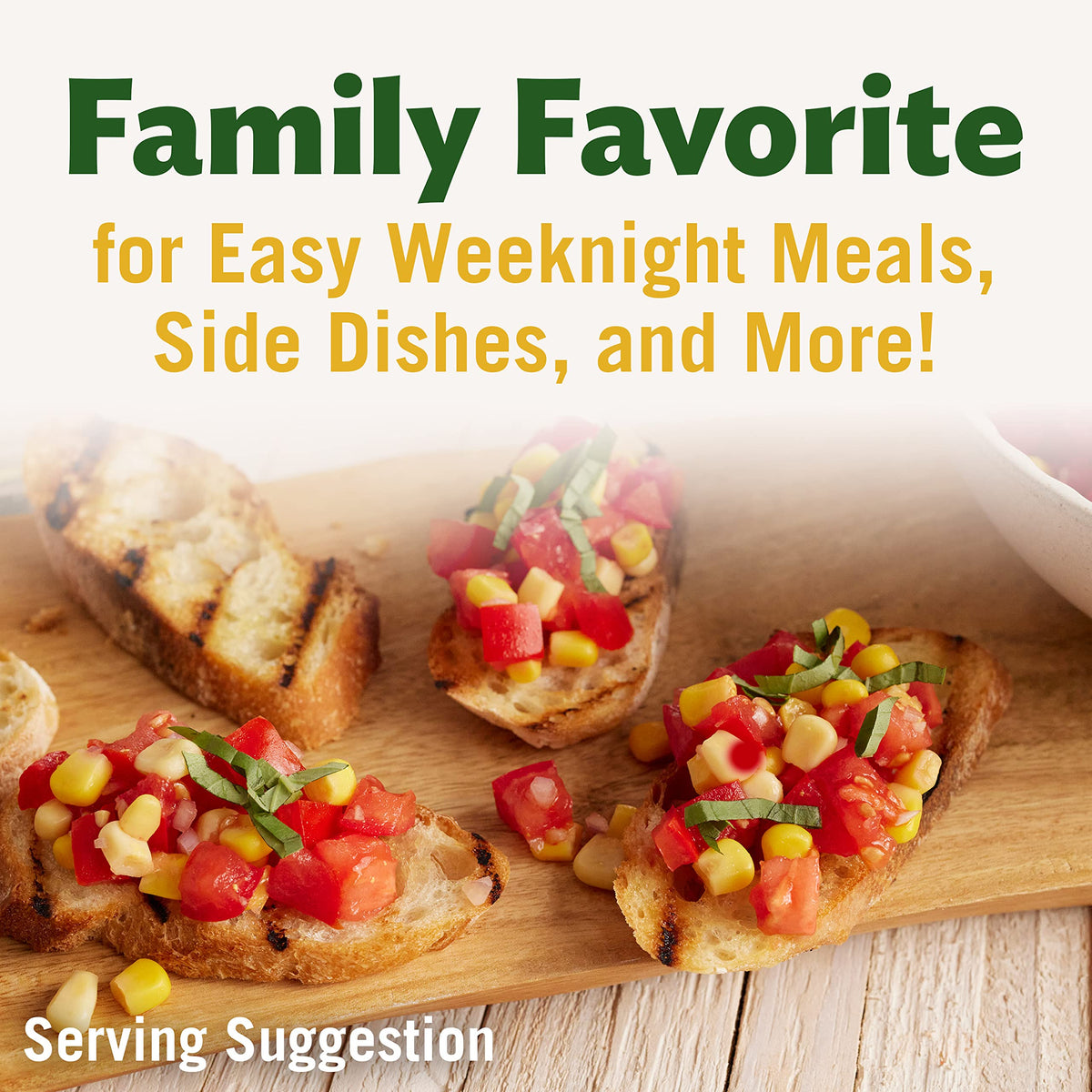 Corn added to soup or casserole for color and natural sweetness.