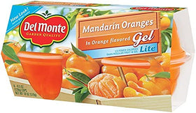Del Monte mandarin slices with orange gel make a handy on the go snack.