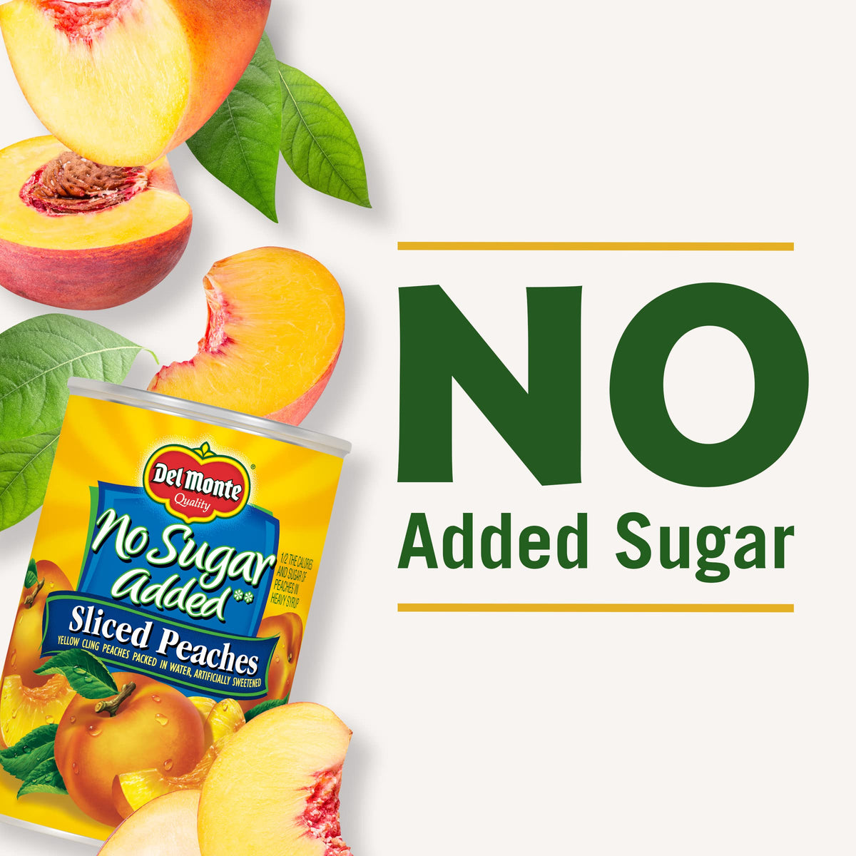 Del Monte peach slices as pie filling suggest a simple dessert option.