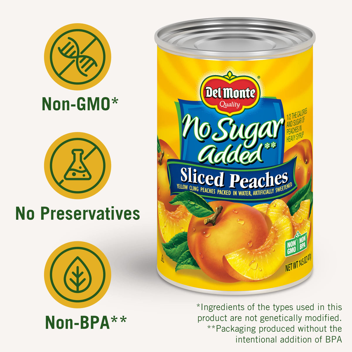 Del Monte peaches served on a plate for a fresh everyday snack.