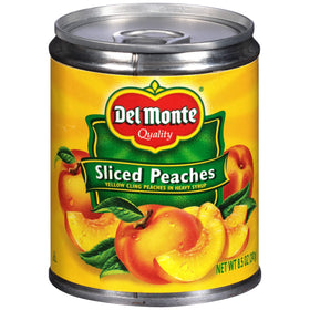 Del Monte peaches in heavy syrup ready to use in desserts and salads.