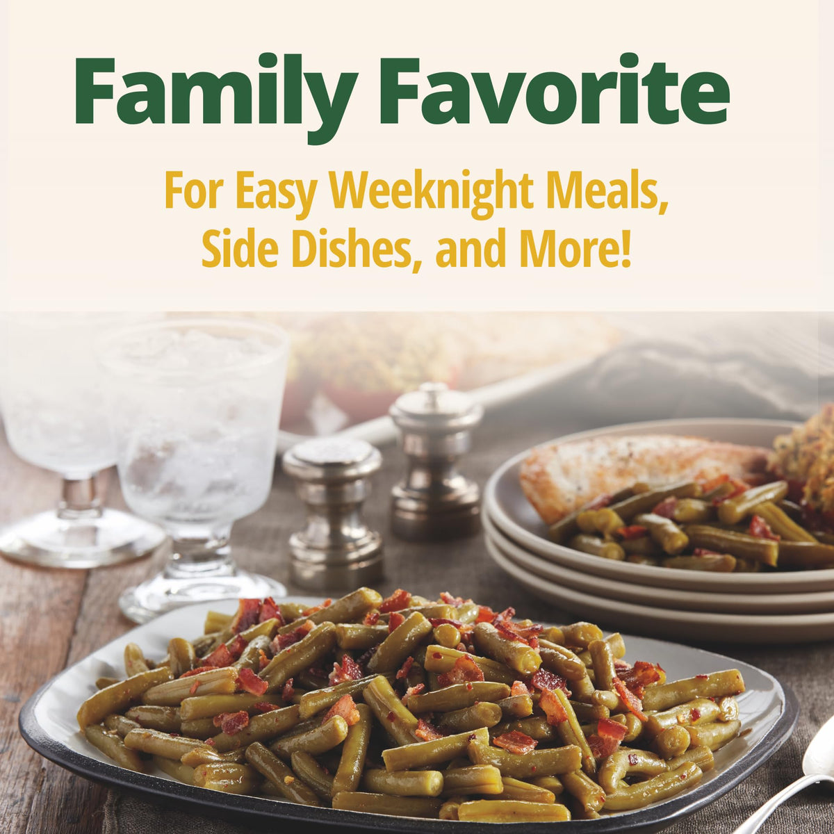Del Monte Southern Style Green Beans ready to eat straight from the can.