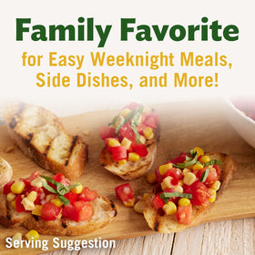 Del Monte Summer Crisp White Shoepeg Corn can on grocery shelf, signaling peak freshness.