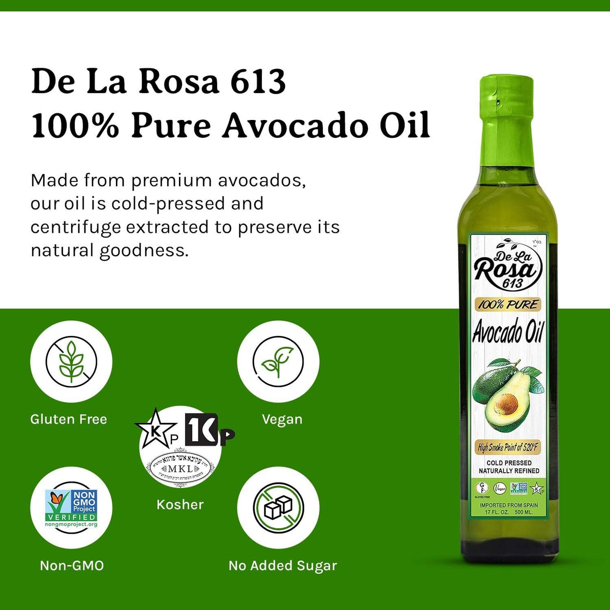 De La Rosa 613 avocado oil golden essence enhances sautéed vegetables with a rich, nutty finish.