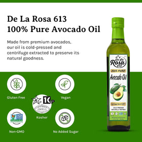 De La Rosa 613 avocado oil golden essence enhances sautéed vegetables with a rich, nutty finish.