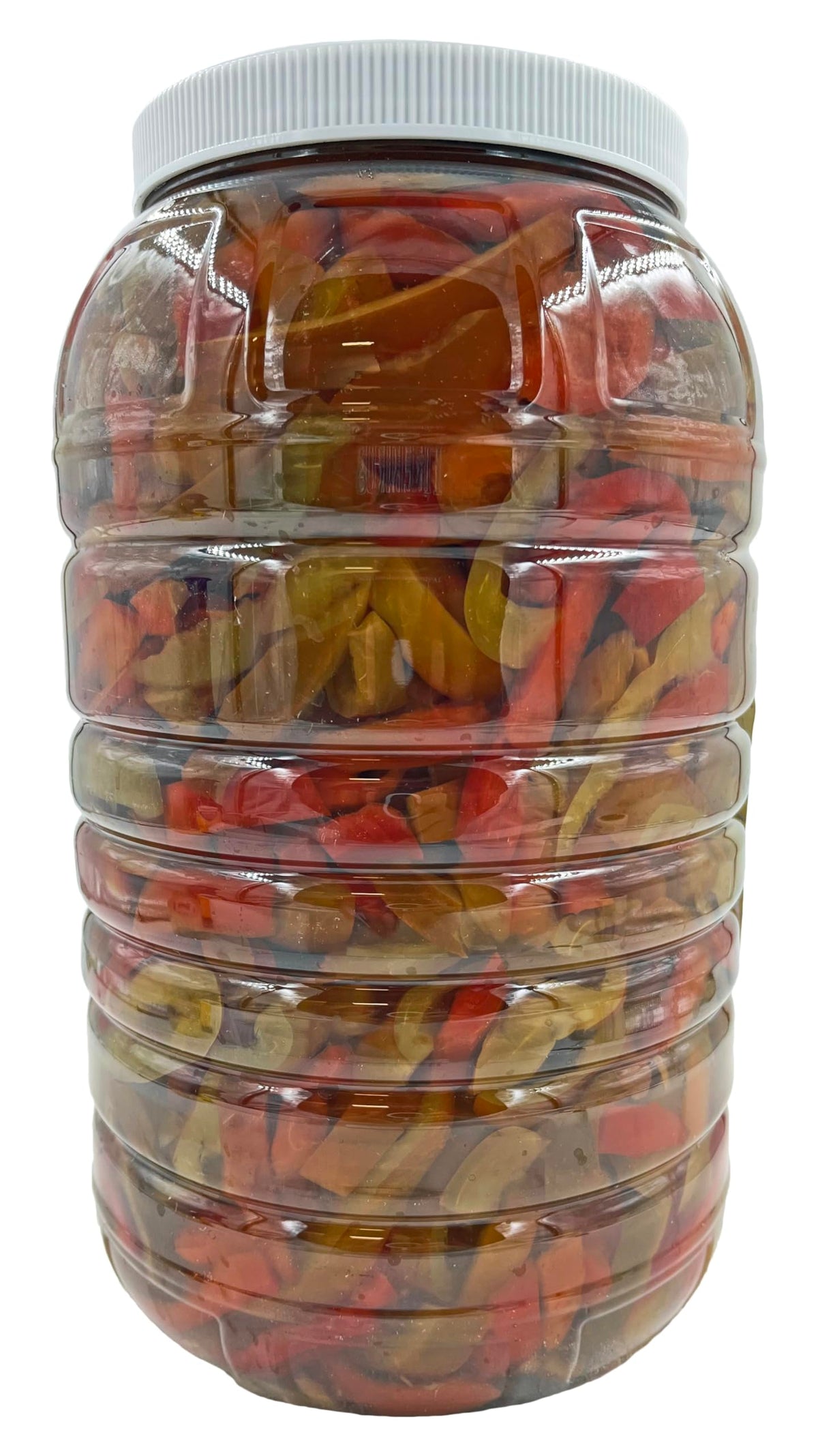 Close-up of Del Sol sliced cherry peppers showing crisp, sweet slices.