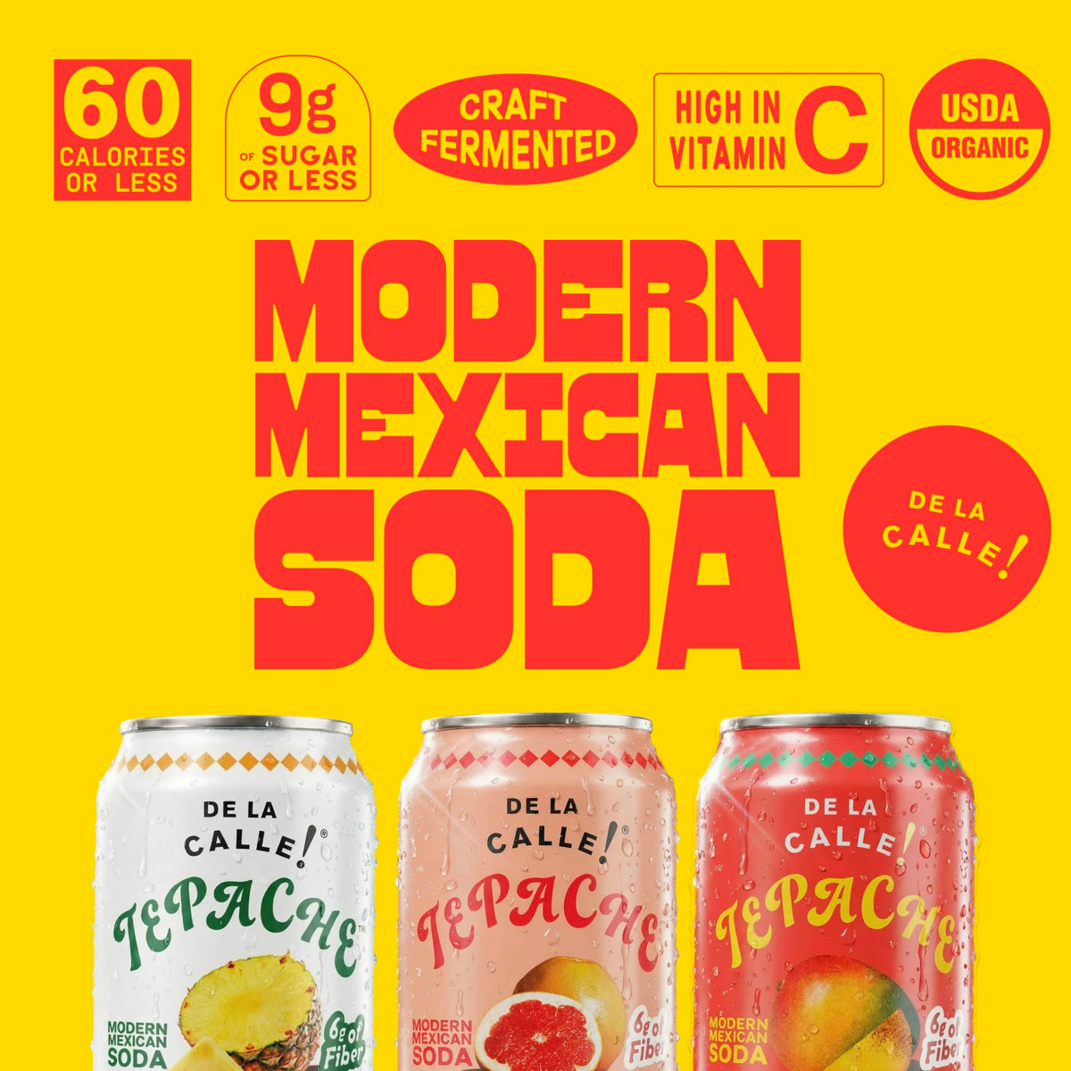 De La Calle Tepache pineapple fruit image suggests fresh, natural flavor