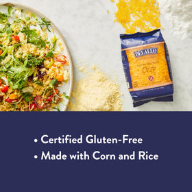 DeLallo Gluten Free Orzo cooked al dente, ideal for soups and salads.