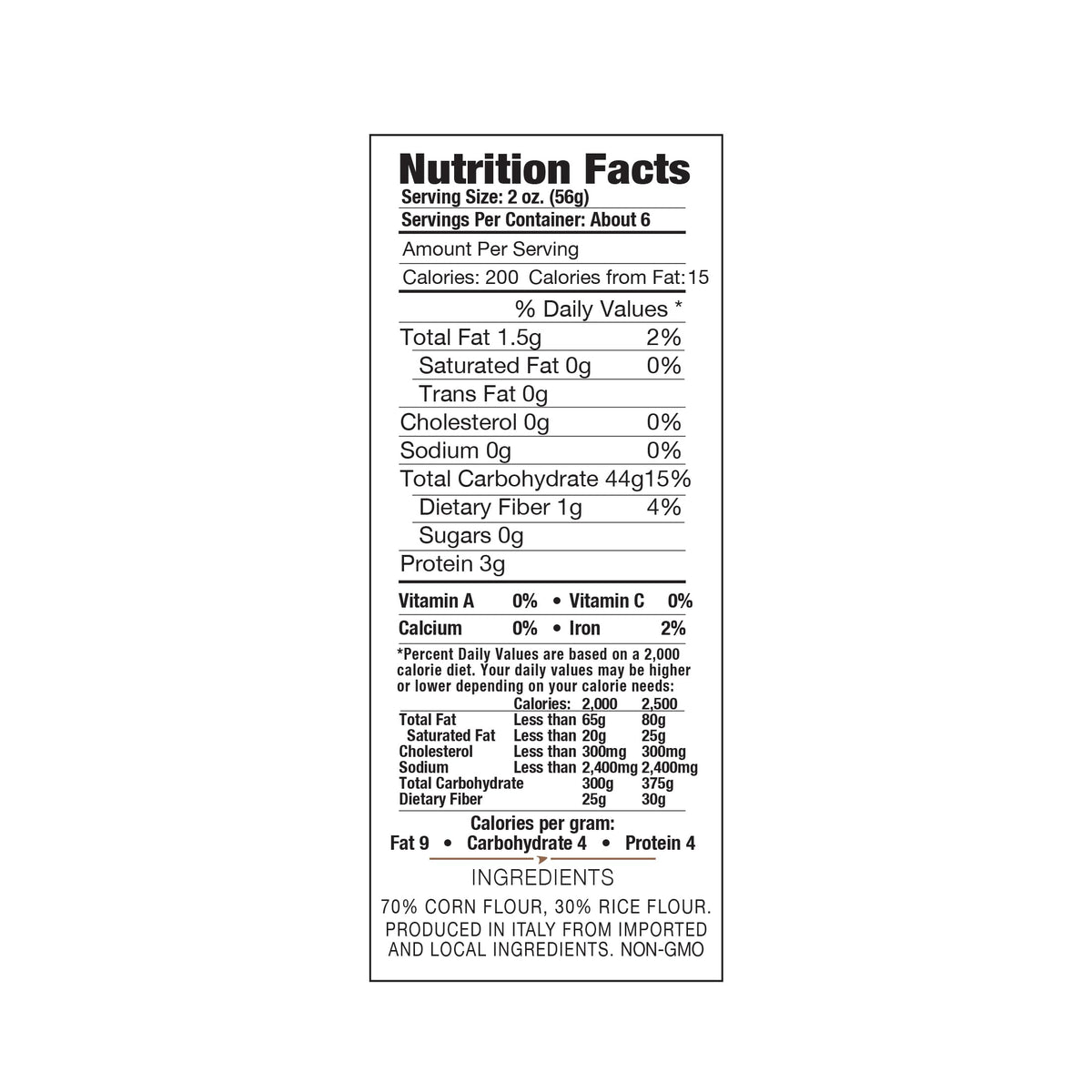 DeLallo gluten-free orzo packaging highlights non-GMO, dedicated facility.