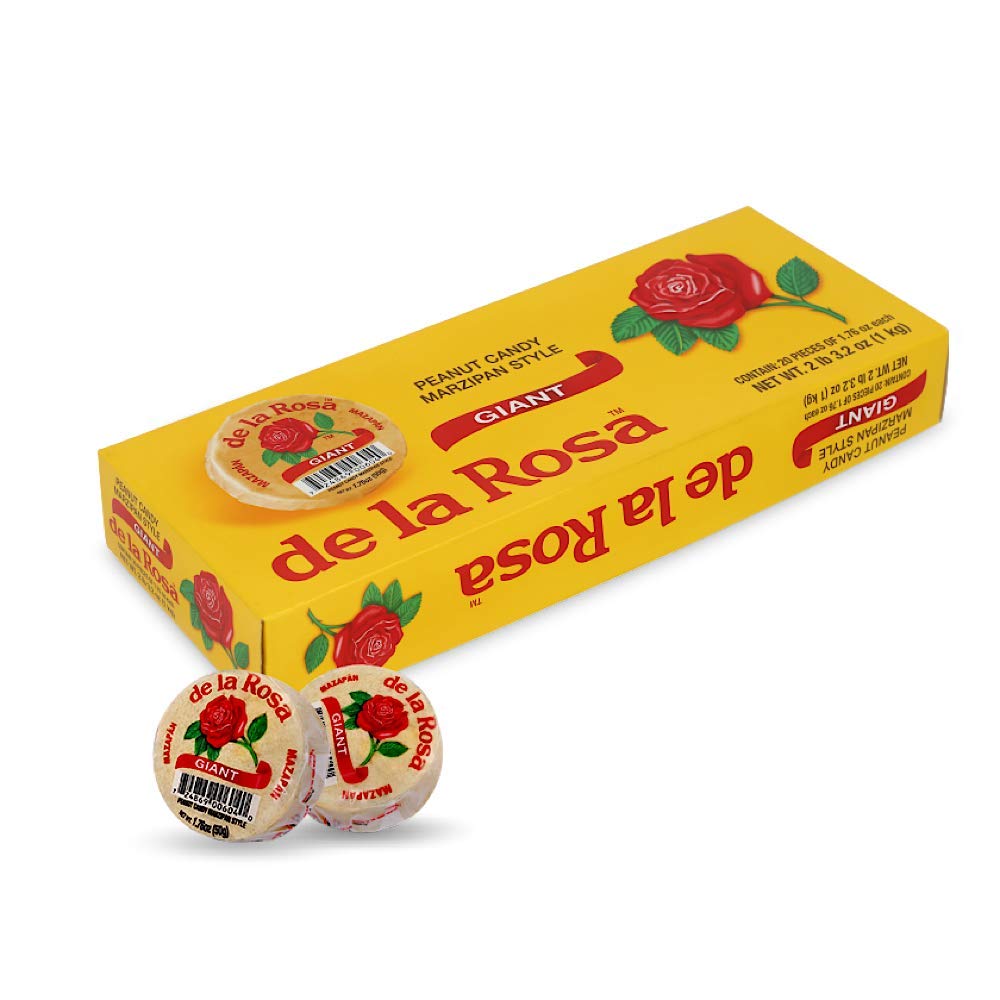 De la Rosa Mazapan giant-size peanut candy – closeup of pack ready to share.