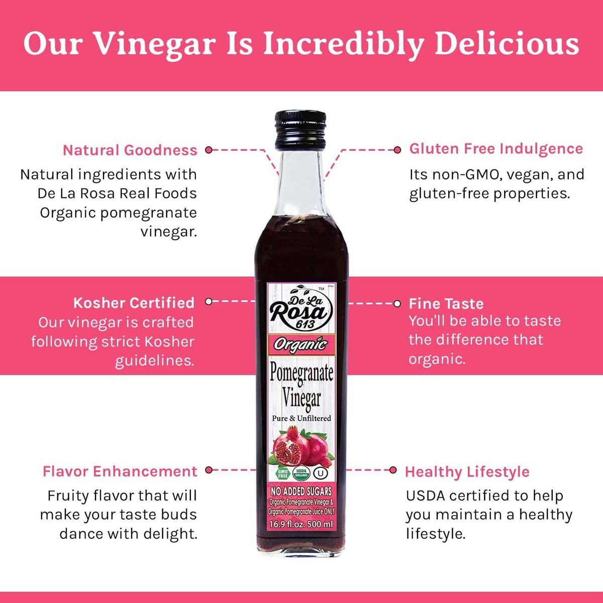Dressing bowl with De La Rosa 613 pomegranate vinegar for salads