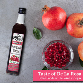Glass jar packaging of De La Rosa 613 pomegranate vinegar