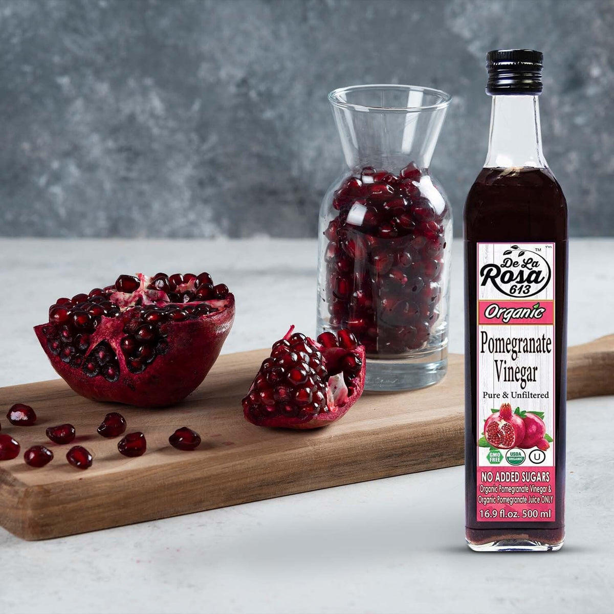 Marinade dish featuring De La Rosa 613 pomegranate vinegar