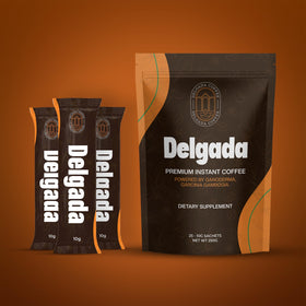 Delgada Instant Coffee garcinia cambogia ingredient pack for balanced daily focus.
