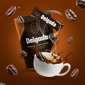 Delgada Instant Coffee green tea extract sachet boosts alertness and clarity.