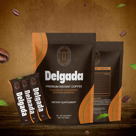 Delgada Instant Coffee on-the-go sachet for quick, delicious prep anywhere.