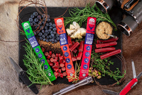 Deli Direct Apex venison jerky packaging label, bold flavor with no nitrates