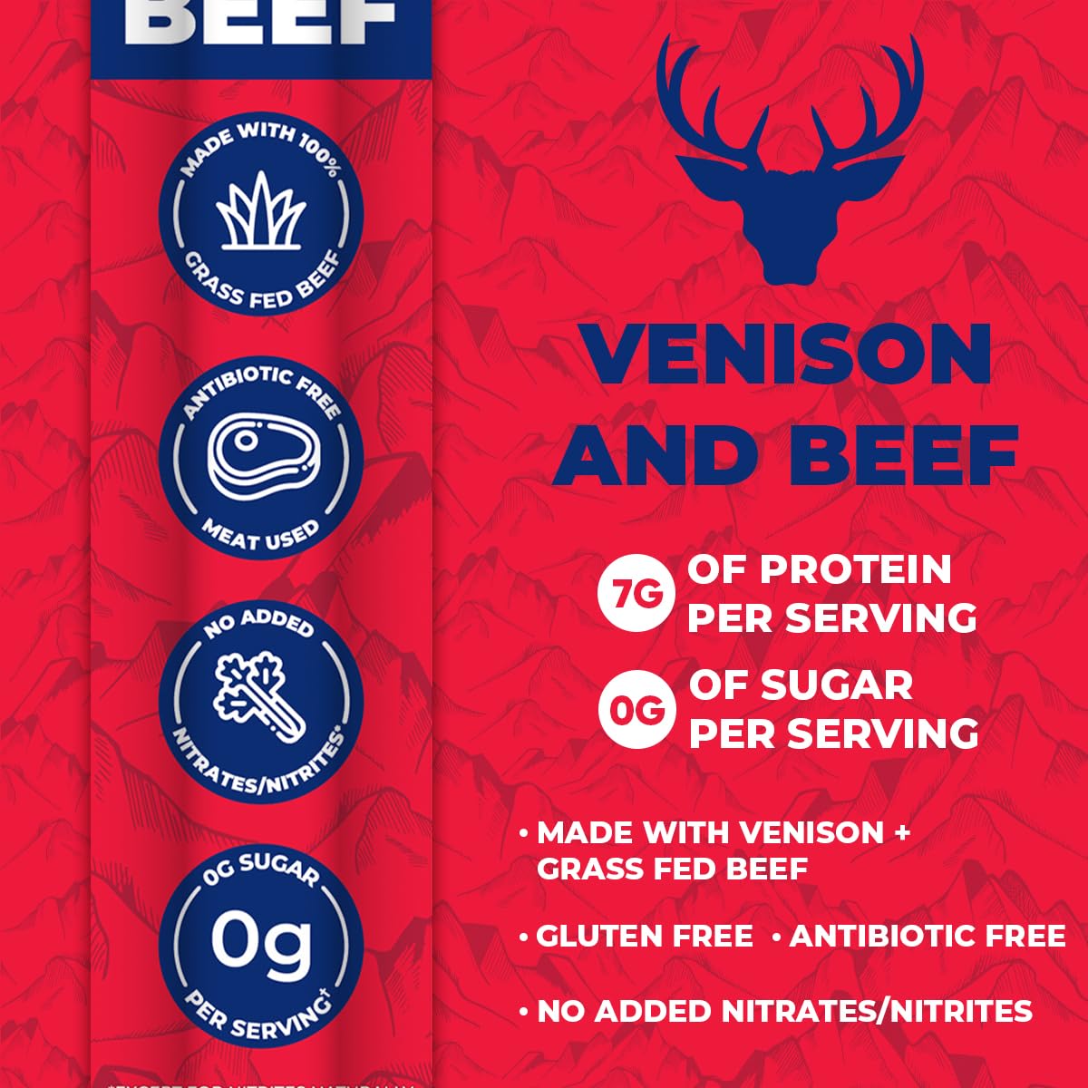 Deli Direct Apex wild game venison jerky sticks close-up, bold aroma and lean texture