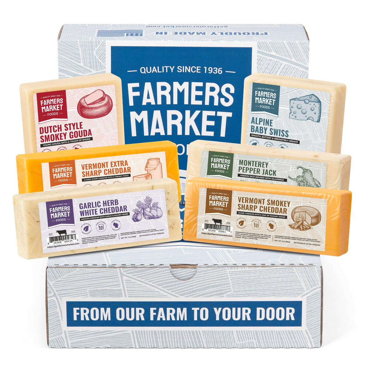 Deli Direct Farmers Market cheese collection with four flavors for sharing