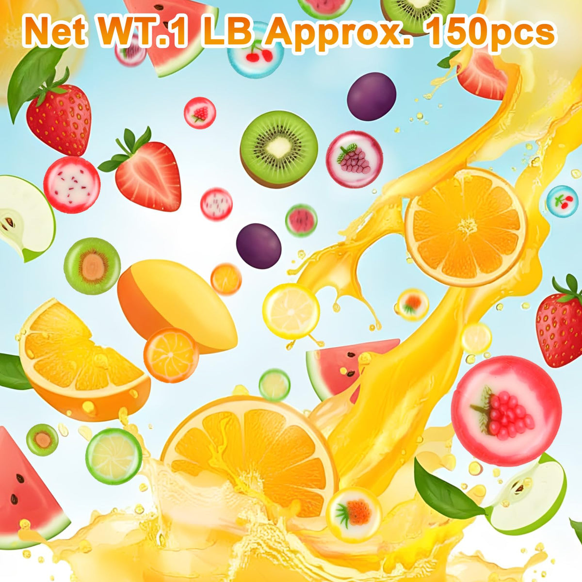 DelicYum ten fruit flavor slices close-up with vibrant colors