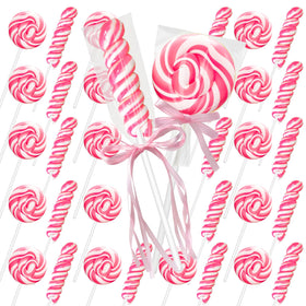 Delicyum pink-white swirl stick lollipop adds romantic charm to celebrations.