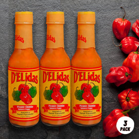 Three-bottle Delidas Habanero hot sauce set for pantry-friendly value.