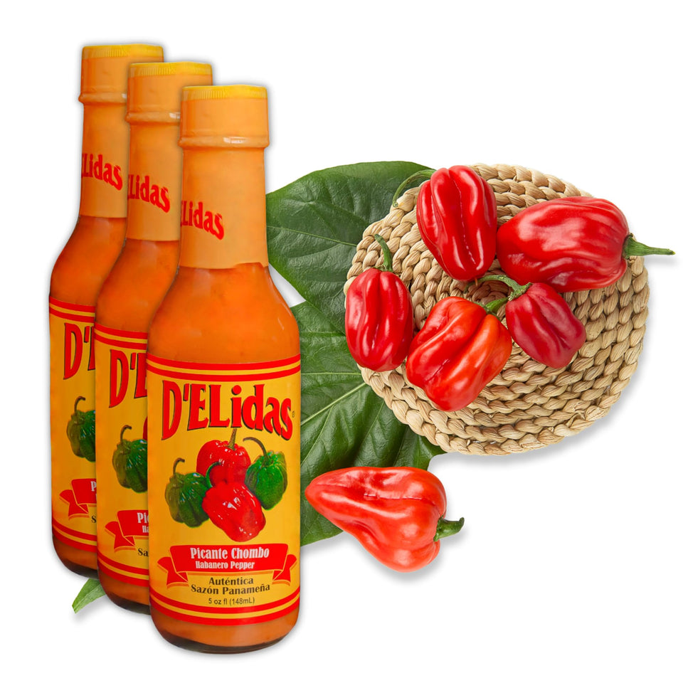 Delidas Habanero hot sauce bottle closeup with bold color and premium packaging.