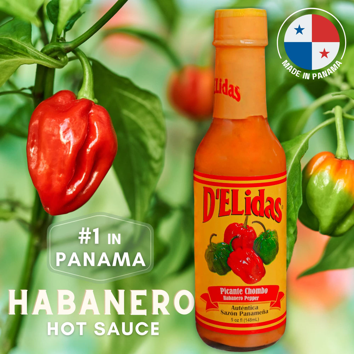 Delidas Habanero hot sauce label detail highlights non-GMO and keto-friendly notes.