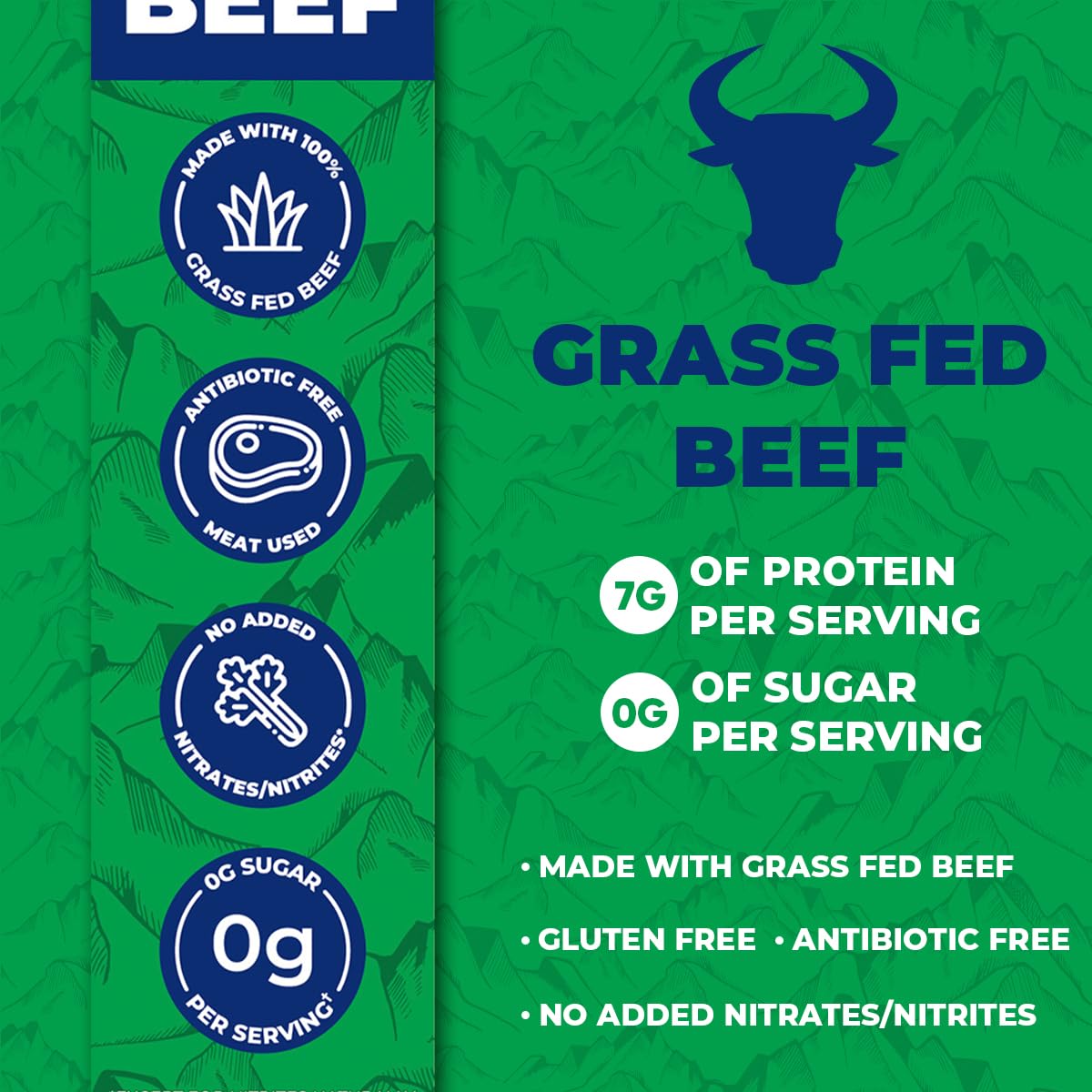 Apex jerky box packaging highlights gluten-free, keto-friendly claims.