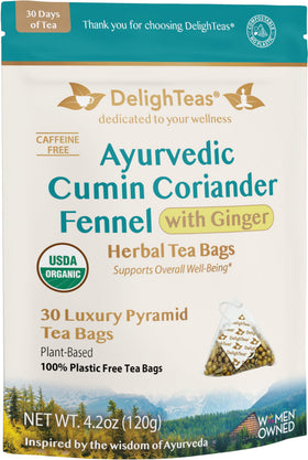 DelighTeas Digest & Detox tea bags with ginger for digestion-friendly sipping.