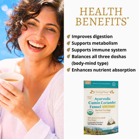 DelighTeas dried cumin, coriander, and fennel blend for a balanced herbal aroma.