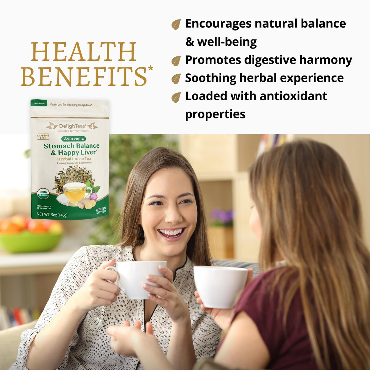 DelighTeas Ginger Fennel Peppermint Tea for soothing digestion.