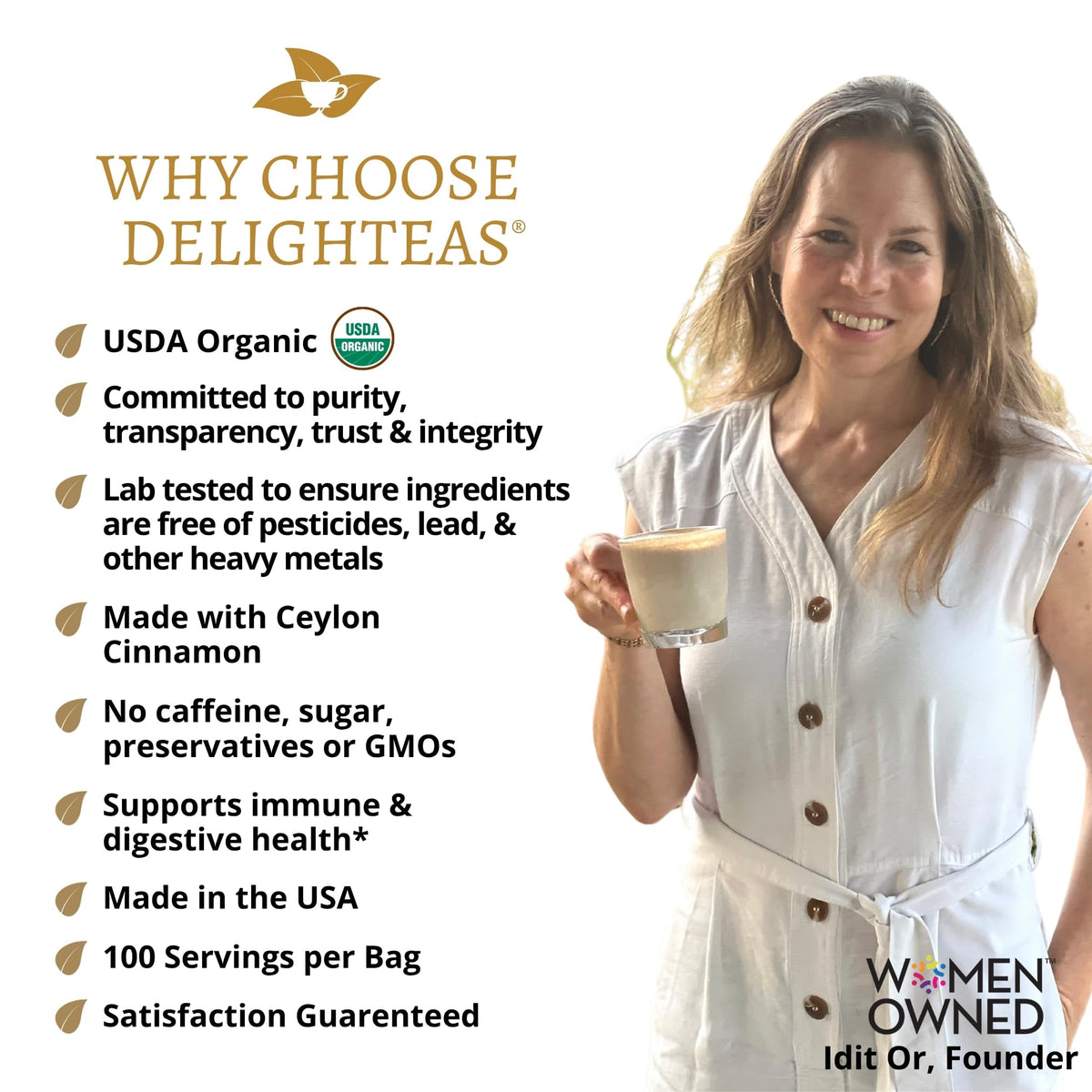 DelighTeas Masala Chai Powder Tea Steeping Mug for aromatic brew