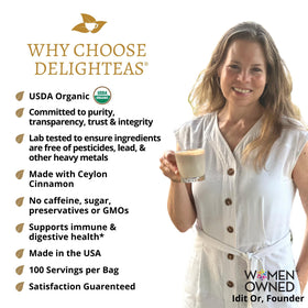 DelighTeas Masala Chai Powder Tea Steeping Mug for aromatic brew