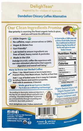 DelighTeas Organic Coffee Alternative espresso shot prepared for a robust, non-stimulant flavor.