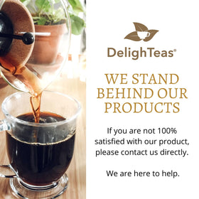 DelighTeas Organic Coffee Alternative Made in USA seal signals quality.