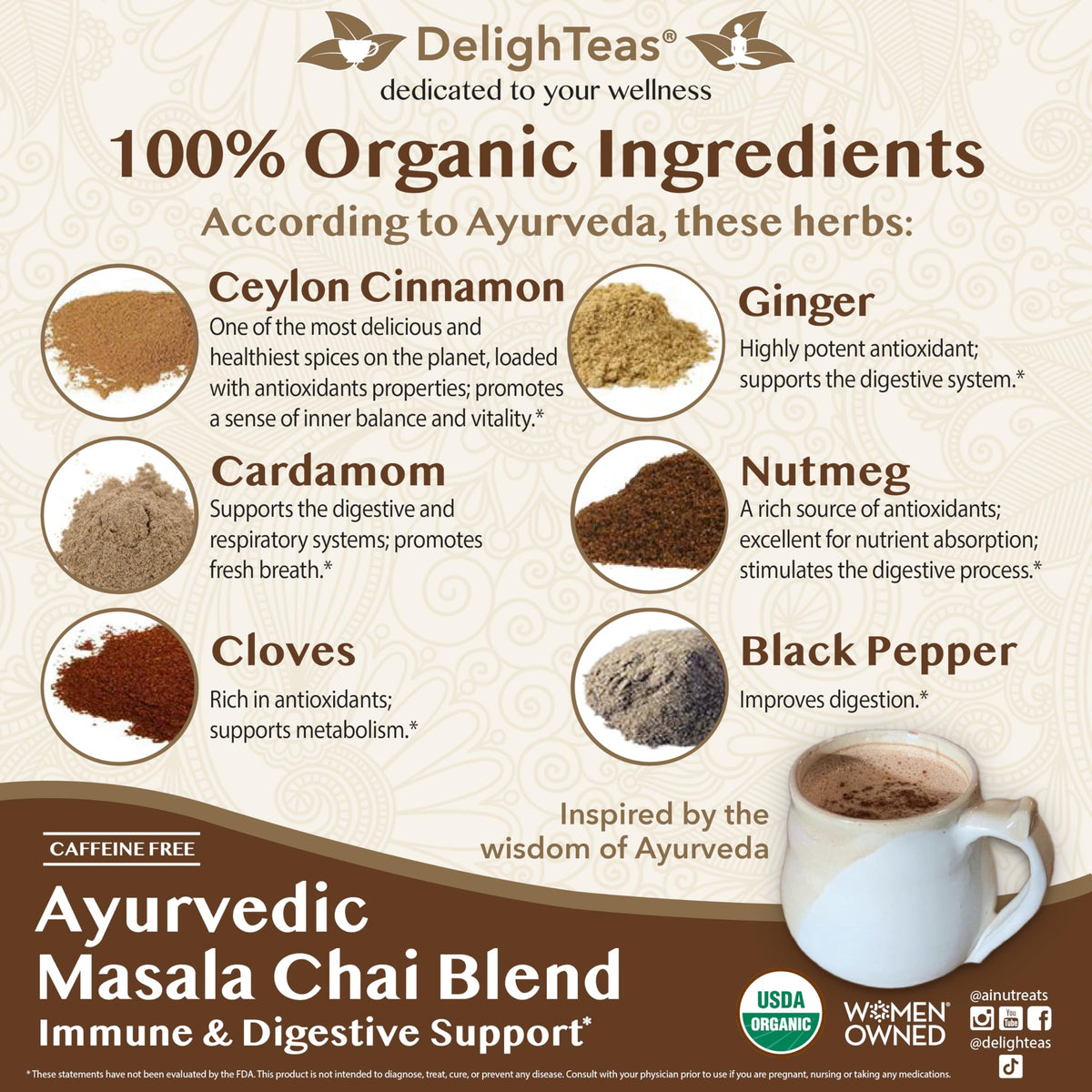 DelighTeas Spice Blend in Kitchen Bowl ready for authentic chai spice