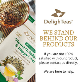 DelighTeas steeping setup with glass cup.