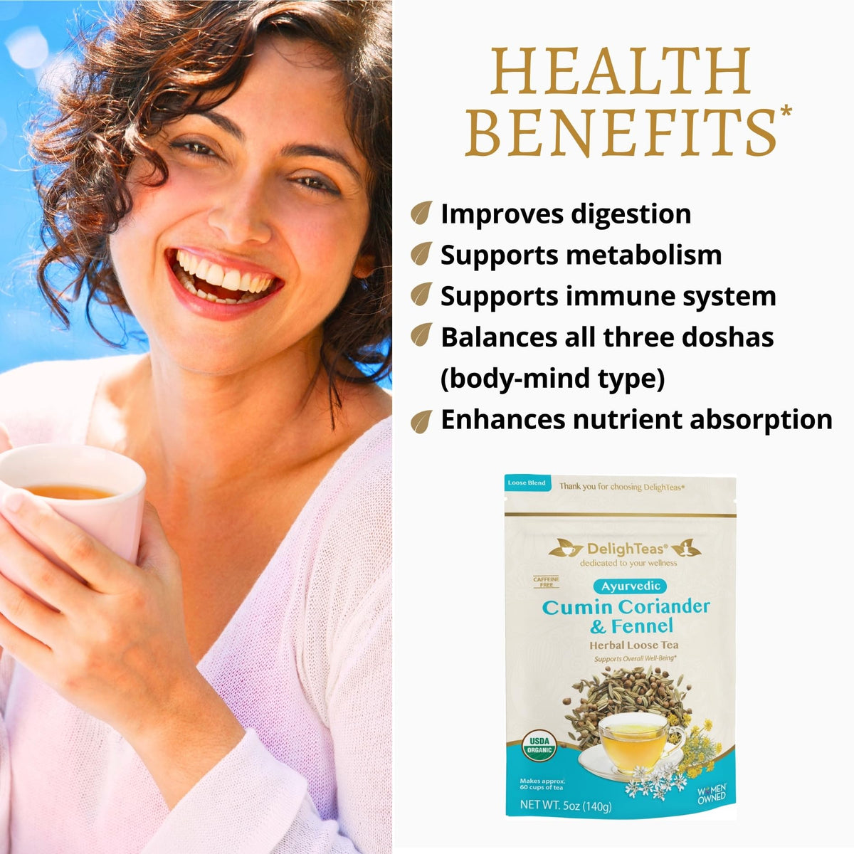 Steeping DelighTeas Digest & Detox in a warm cup with steam