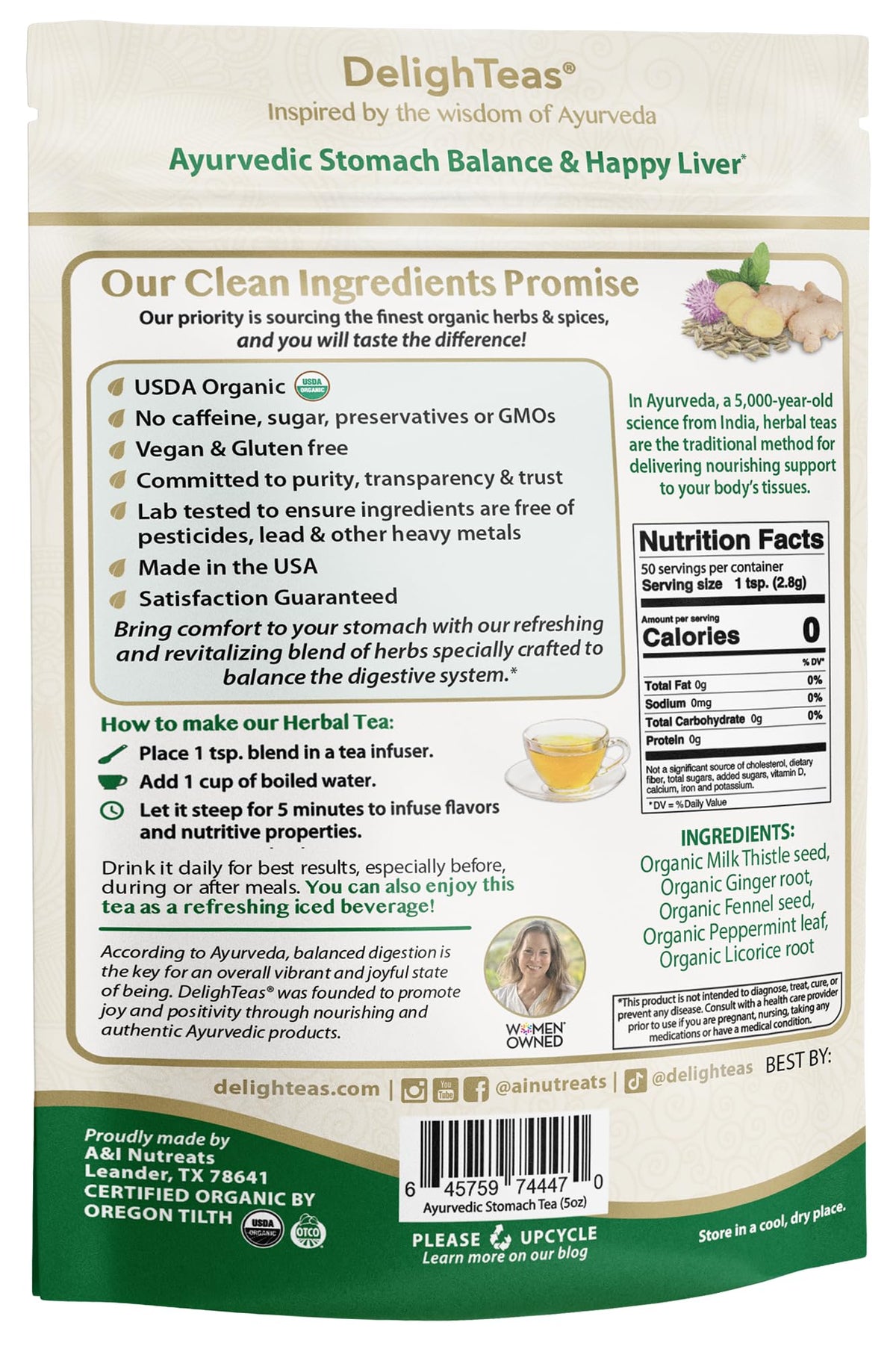 DelighTeas USDA Organic and Non-GMO label.