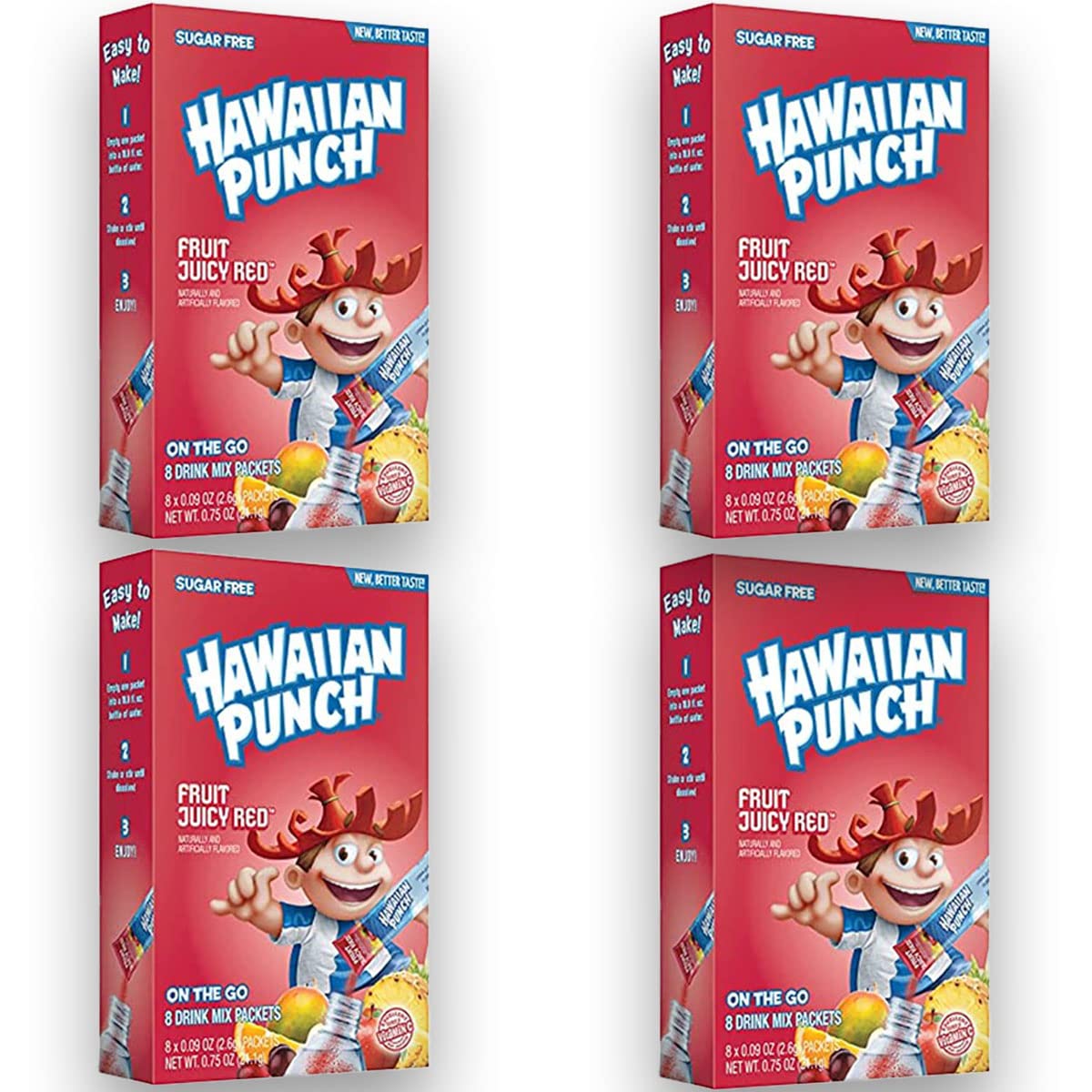 D'Elite Box Hawaiian Punch Juicy Red boxes for quick, sugar-free hydration at home.