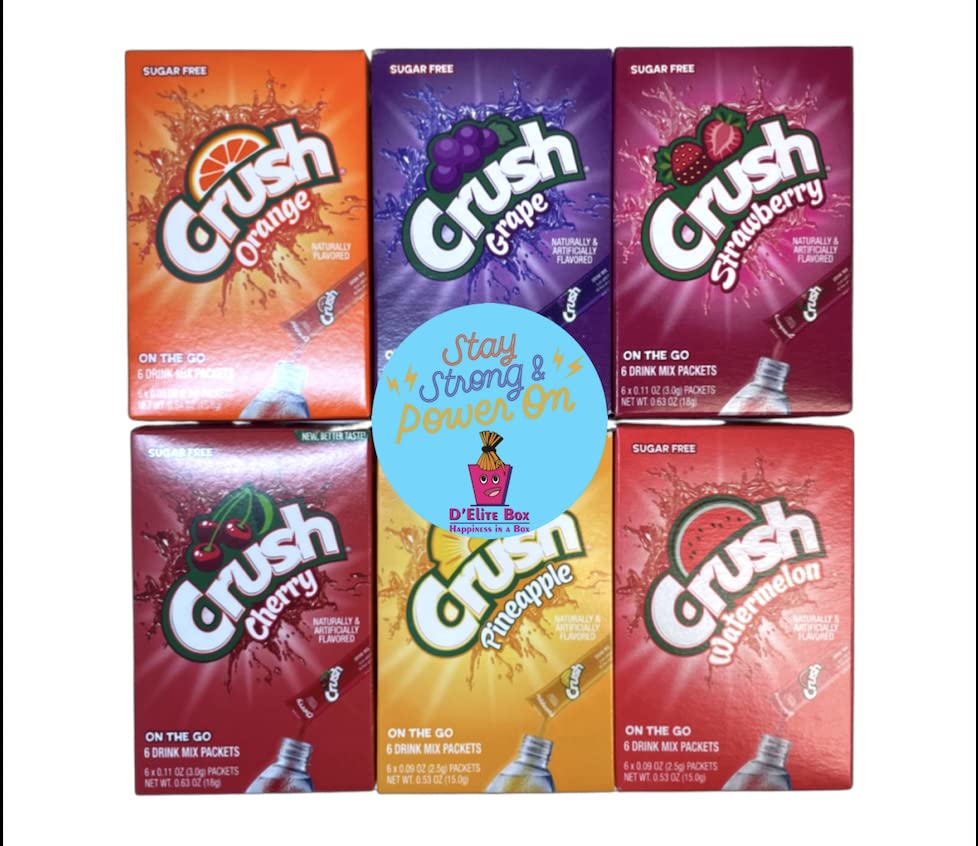 D'Elite Box Crush Sugar Free 6-pack front view with gift-ready packaging.