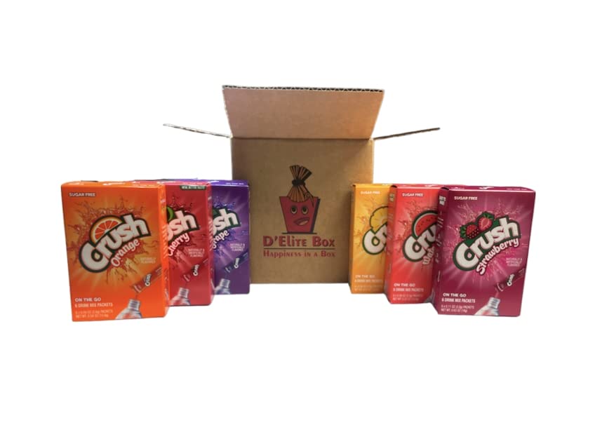 D'Elite Box Crush Sugar Free assorted packets ideal for travel.