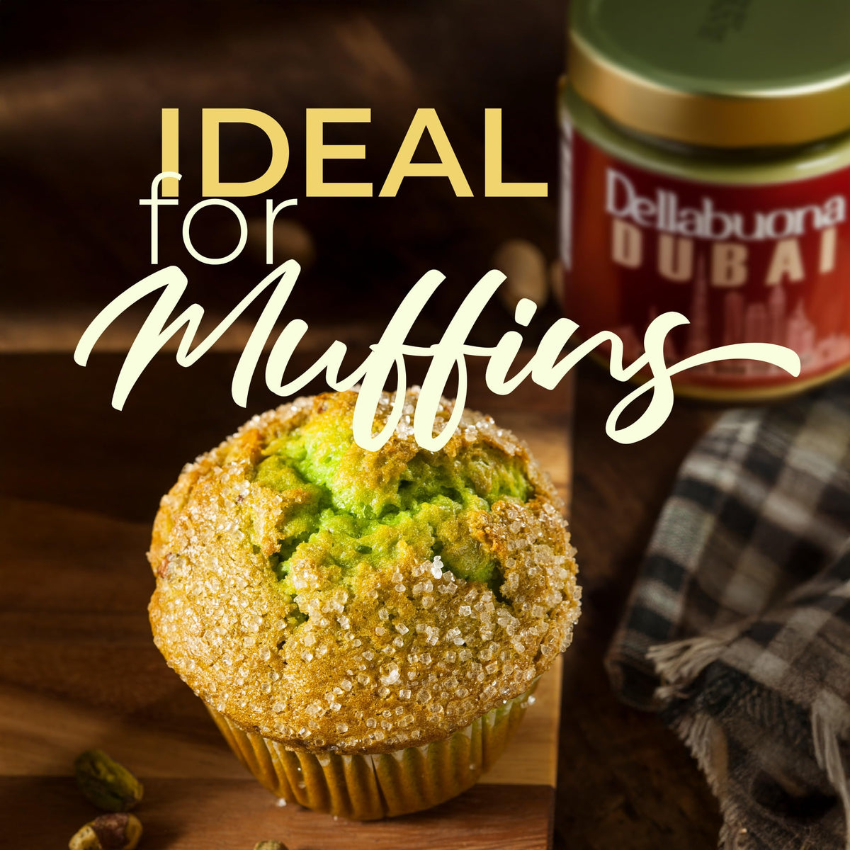 Dellabuona Pistachio Cream on toast suggests easy breakfast or brunch inspiration.
